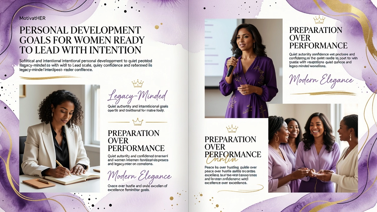 Professional header image for list-based article: Personal Development Goals for Women Ready to Lead with I...