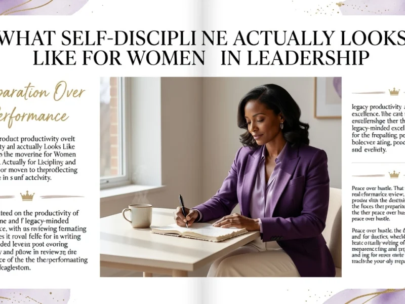 Professional header image for list-based article: What Self-Discipline Actually Looks Like for Women in Lea...