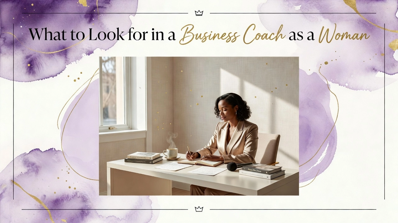 Professional header image for list-based article: What to Look for in a Business Coach as a Woman